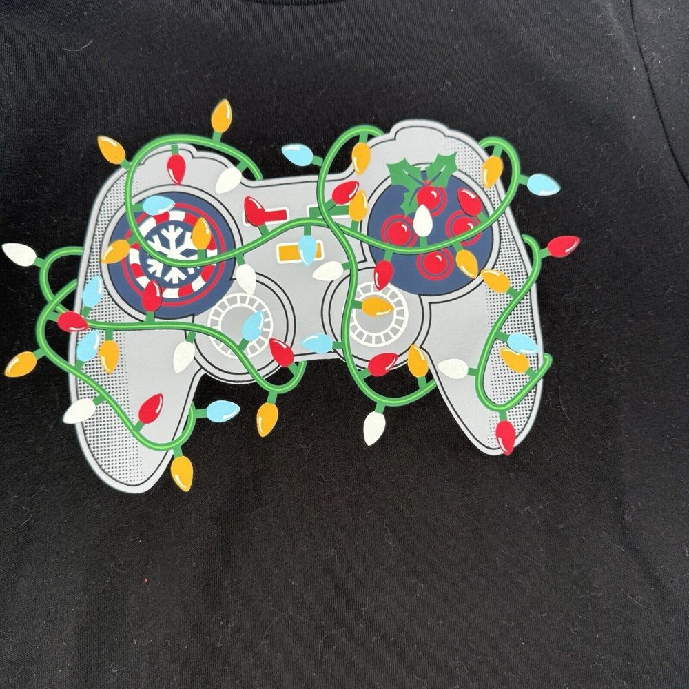 T Shirt Long Sleeve Boy Size XS 4/5, Game Controller With Christmas Lights NWT
